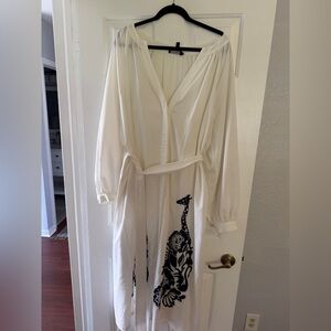 Eloquii White and Blue stitched dress